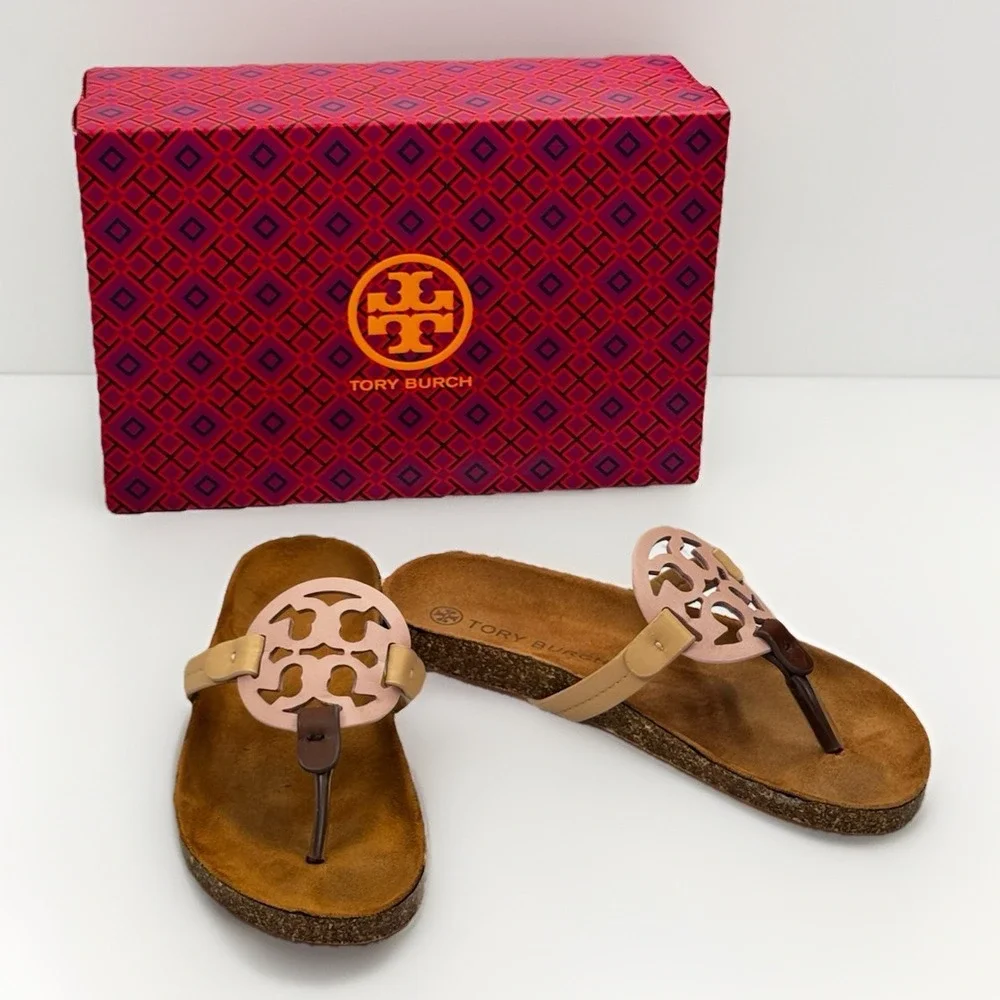 Tory Burch Women's Miller Cloud Sandals 8.5 Multi/Cork Nude, Blush